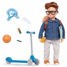 Lori Dolls – Thomas’ Scooter Set – Mini Boy Doll & Scooter Playset – 6-inch Doll with Vehicle & Accessories – Clothes, Helmet, Ball, Backpack – Toys for Kids – 3 Years + (LO31208Z)