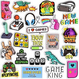 SUSIHI Video Game Stickers for Water Bottles Stickers for Adult Gamer Stickers for Laptop Video Game Vinyl Stickers Waterproof Game Stickers Pack（50Pcs）