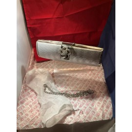 Unbranded NEW Luxury Crystal Clutch Women Rhineston SILVER CRYSTAL LARGE FLOWER BROOCH ESQ