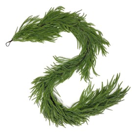 6FT Norfolk Pine Garland, Christmas Artificial Faux Greenery Garland Real Touch Holiday Decorations for Holiday Wreaths, Craft DIY and Home Xmas Decorations