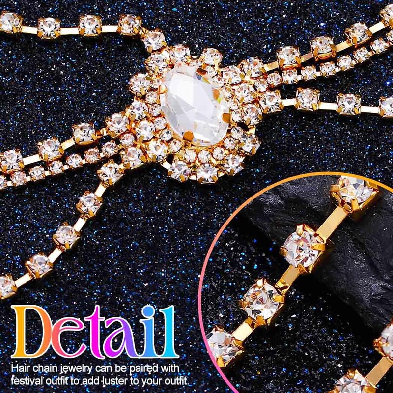 GORAIS Rhinestone Head Chain Gold Crystal Headpiece Egyptian Costume Headband