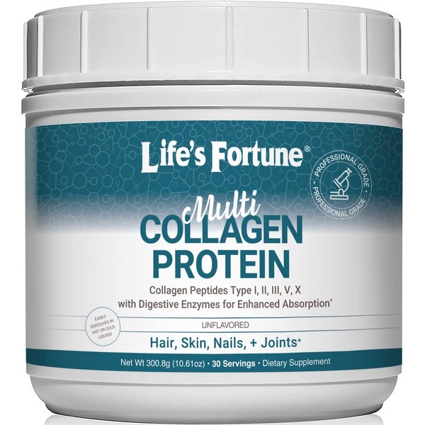 Enhanced Multi Collagen Peptides (Types I, II, III, V, X) | Grass Fed Collagen Protein Powder & Proteox for Maximum Absorption & Benefits | Keto Amino Acid Hydrolyzed for Hair Nail Skin Joint Health