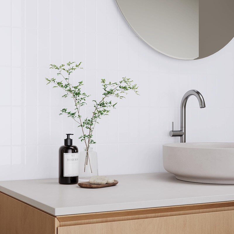 VaryPaper 10 Sheets 12''x12'' White Peel and Stick Backsplash for