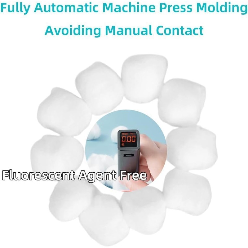 Pack of 100 White 0.8g Cotton Balls with Self Sealing