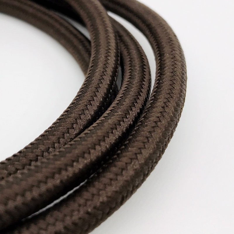 3 m Textile Cable Brown Plain Colours 3 x 0.75