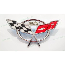 AUTO 1P Chrome Front Bumper 50Th Anniversary Cross Flags Emblem 1997-2004 C5 Corvette