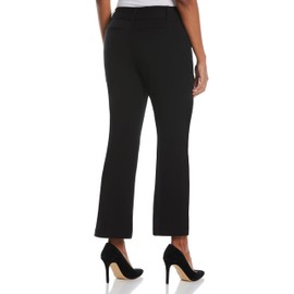 Rafaella Women's Petite Curvy Fit Short Length Boot Cut Pants, 27” Inseam, Slimming Panel, Stretch Gabardine, Functional Pockets, Black