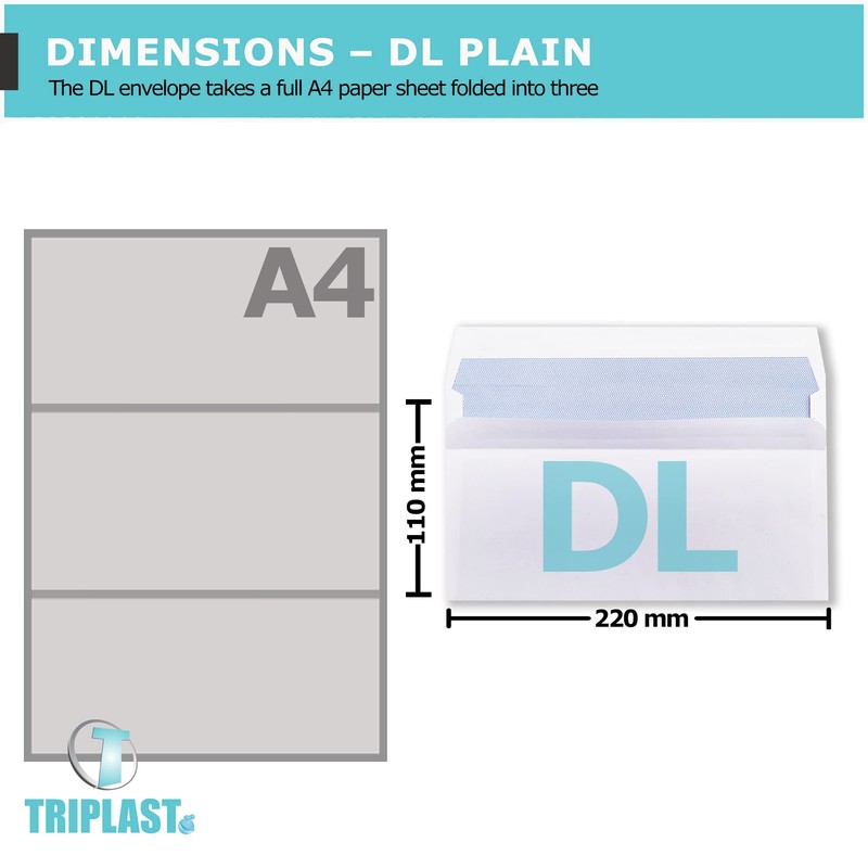Triplast 20 x DL White Self Seal Security Envelopes (Size: