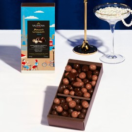 Valrhona Assortment of Almonds and Hazelnuts and Crispy Cereal Coated in EQUINOXE Milk & Dark Chocolate. Premium quality chocolate makes the perfect wedding favor, gift or sweet snack. 160g (1 pack)