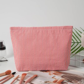 OZAOZ Makeup Bag Cosmetic Bag Travel Toiletry Bag Aesthetic Canvas Organizer Bag Zipper Pouch for Women (red)