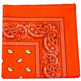 Mechaly Paisley 100% Cotton Bandanas - 3 Pack (Neon Orange)