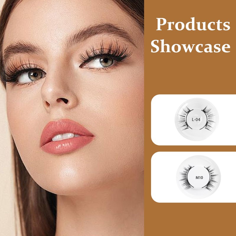XdealCozyxc 2 Pairs Reusable Magnetic Eyelashes with Lashes, Easy to