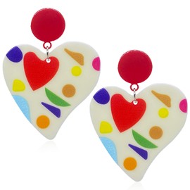 QUPENGXU Geometric Acrylic Drop Dangle Earrings Multicolor Rainbow Bohemian Earrings For Women (style-5)