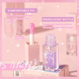 Prettyui Magic Color Changing Lip Oils, Moisturizing Transparent Plumping Lip Oil, Hydrating Lip Gloss Non-sticky Shimmery Lip Balm, Long Lasting Lip Glow Oil for Lip Care and Dry Lips (01#)