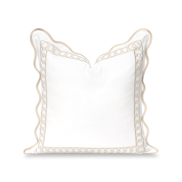 Hofdeco Premium Coastal Hampton Scalloped Patio Indoor Outdoor Throw Pillow