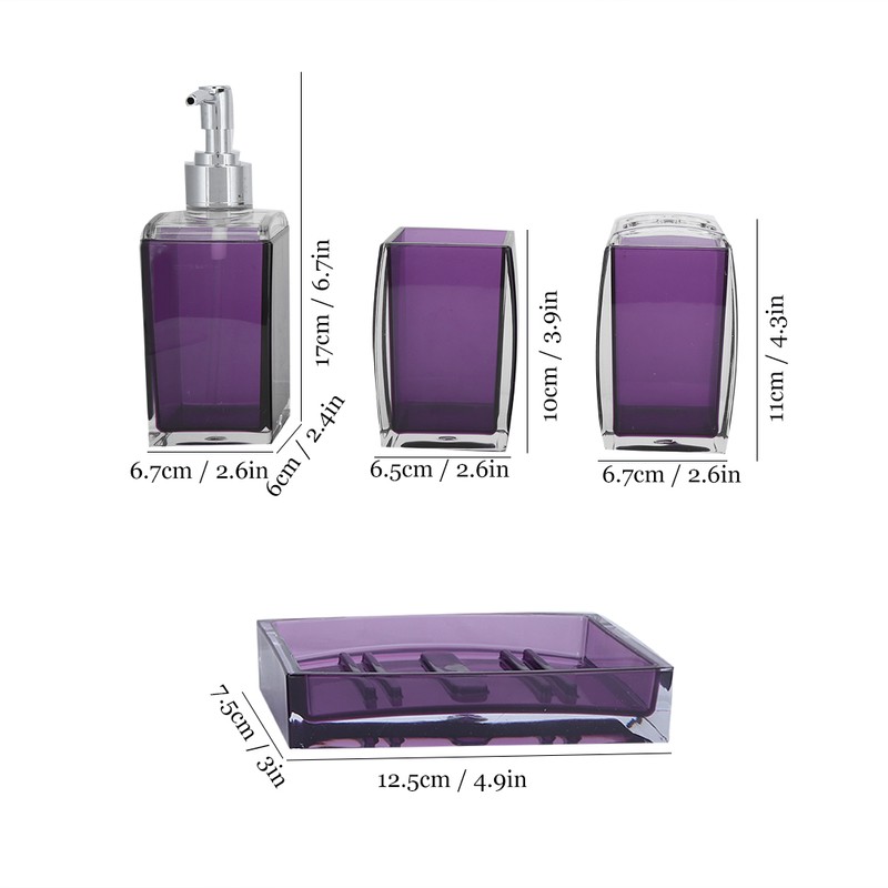 4Pcs/Set Acrylic Bathroom Accessory Set Toothbrush Soap Dish Holder for