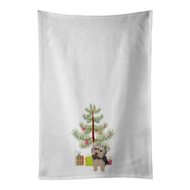 Caroline's Treasures WDK3186WTKT Yorkie Blue and Tan #2 Christmas White Kitchen Towel Set of 2, 19 X 25, Multicolor