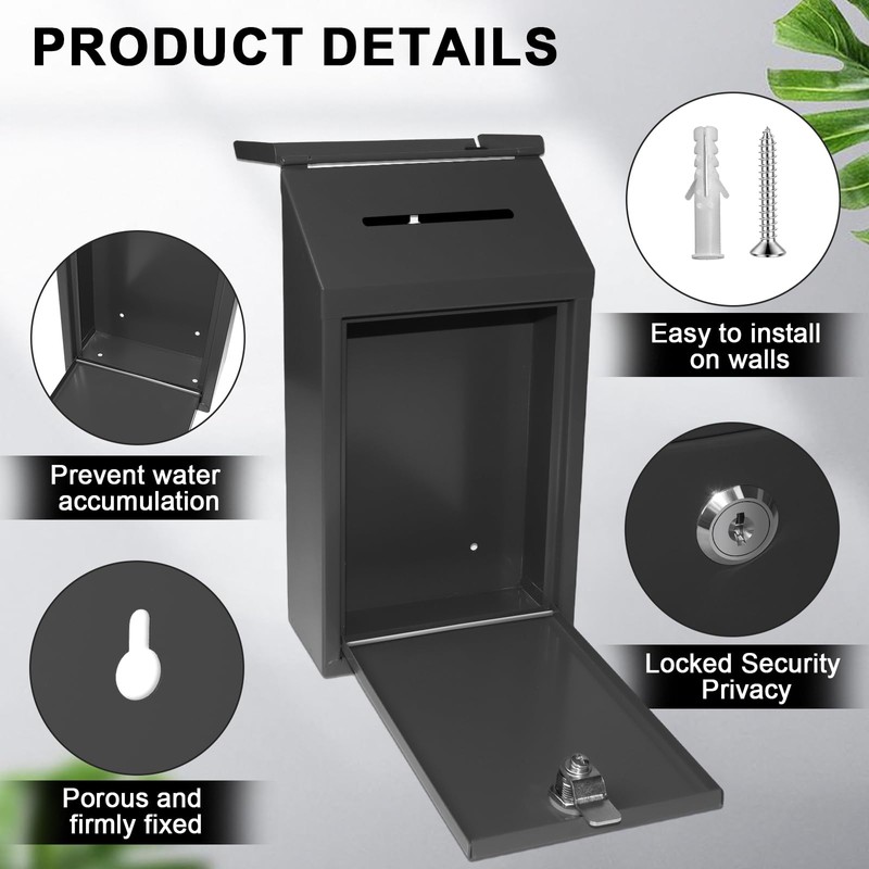Metal Suggestion Box Donation Box with Slot Drop Box with