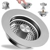 3 in 1 Kitchen Sink Drain Strainer and Stopper, 304
