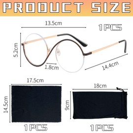 CYNOSURETECH 1 Piece Of Asymmetric Glasses, With 1 Piece Of Glasses Bag And 1 Piece Of Glasses Cloth, Round Frame Glasses, Creative Personality Glasses, Clothing Accessories