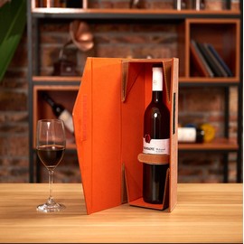 Cajas de regalo para vino, cajas de regalo para botellas de champán, cajas de regalo plegables para una sola caja de vino (marrón)