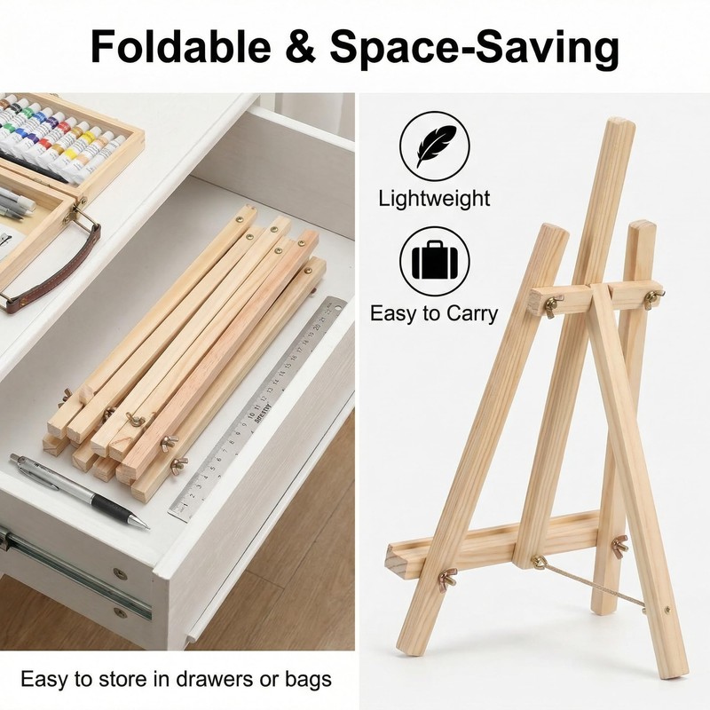 4 Pack Tabletop Wooden Easels, 11.8 Inch Adjustable Foldable