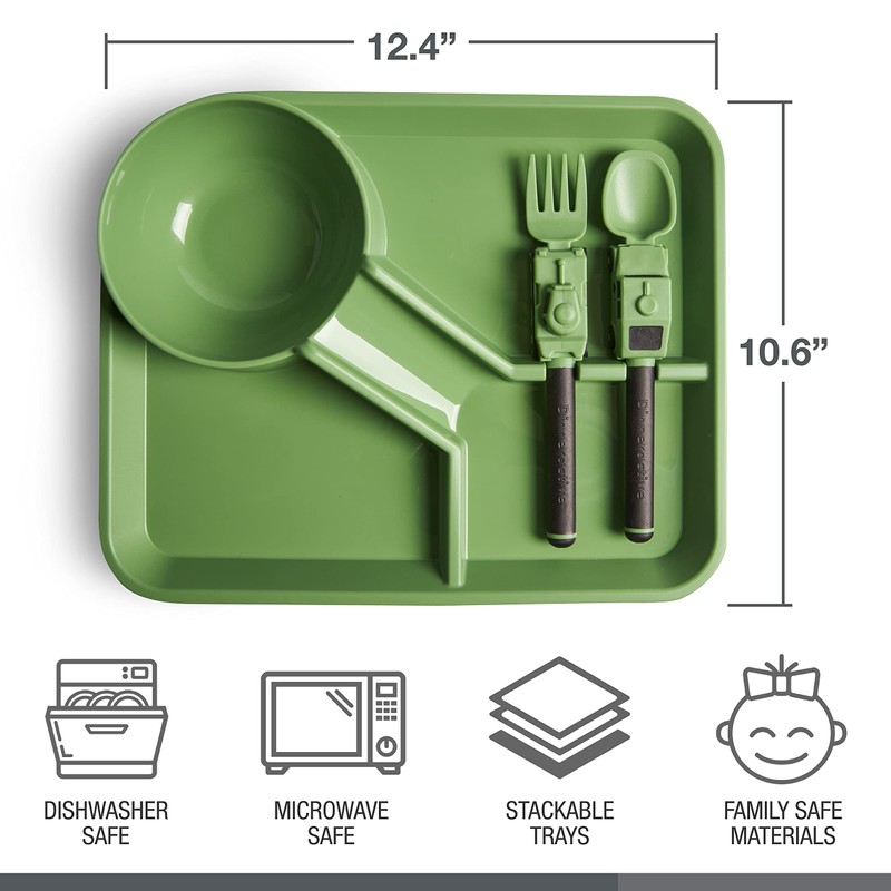Dinneractive Dining Set for Kids - 3PC Green Army Dinnerware