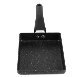 Sartén Tamagoyaki, Sartén para Tortilla Japonesa Tamagoyaki Cacerola Rectangular Antiadherente para Huevos Mango de Plástico Sartén para Tortillas de Aleación de Aluminio Negro