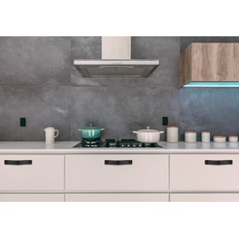 Brute Strength - Leather Handles for Furniture - Black - 4 Pieces - 16.5 x 2.5 cm - Cabinet Handle, Door Handle for Kitchen, Bathroom, Cabinets, Dresser, Wood