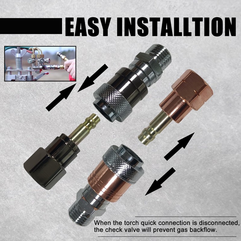 Upgraded Brass Oxy Acetylene Torch Quick Connect Fittings Sets,2PCS with