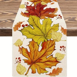 Fall Red Maple Leaves Table Runner 13x72 Inch Farmhouse Autumn Dinning Kitchen Table Decor for Holiday Party Decoration
