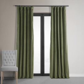 HPD Half Price Drapes Signature Velvet Thermal Blackout Curtains for Living Room 120 Inch Long (1 Panel) Rod Pocket Insulated Blackout Curtains for Bedroom Window Curtains, 50W x 120L, Hunter Green