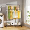 Simple Trending Clothing Clothes Rack Double Rods with Wheels, Rolling