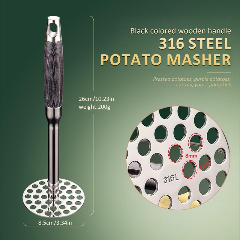 Dynaeuty Potato Masher, Stainless Steel Potato Press with Non Slip