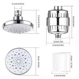 FBXGT Regadera con Filtro para Ducha de 20 Etapas, 4.3'' Cabezal de Ducha, Regaderas para Baño Alta Presion con 5 Modos de Ajuste, para Eliminar Impur