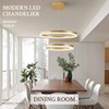 Sparklelf Modern LED Chandelier Gold 2-Rings Pendant Light Circular Flush
