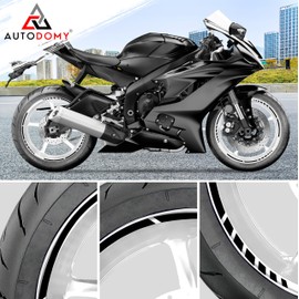Autodomy Wheel Rim Sticker, Complete Set for 2 Wheels from 15 to 19 Inches, Sport Design, Black