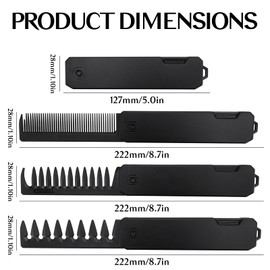 LPZMPZ 3-in-1 Men's Hair Comb, Beard Comb, Folding Comb with Fine Teeth and Coarse Teeth Comb, Pocket Comb for Daily Hair Care and Beard Styling (Black)