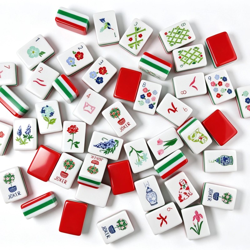 , Custom 4-Layer American Mahjong Set, Engraved & Painted Tiles,