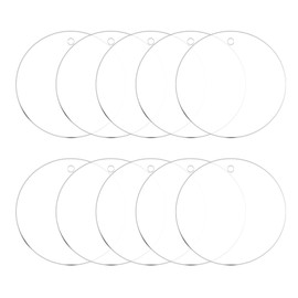 MECCANIXITY Acrylic Keychain Blanks, 2.5 Inch Round Clear Disc Ornaments with Hole for DIY Keychain, Crafting Vinyl Projects, Tree Decoration, Transparent, Pack of 10