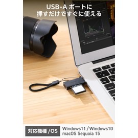ELECOM Card Reader USB-A 2-in-1 5Gbps 【Supports SDXC/SDHC/SD/microSDXC/microSDHC/microSD】 MR3-D20EBK