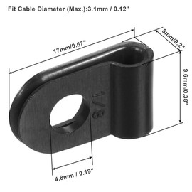 TA-VIGOR 20Pcs Nylon R-Type Cable Clamp Clips, 3.1mm Plastic Cable Clamp Assortment Kit Fastener, Plastic Wire Clamp Clips for Electrical Cable Wire Conduit Cable Management, Black CC-0
