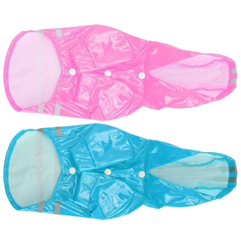Waterproof Pet Raincoat Dog Reflective Stripe Rain Jacket Breathable Hooded