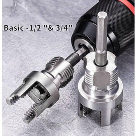 2pcs Integrated Internal & External Pipe Threading Tool with 1/2'' & 3/4'' Dies, Electric Drill Compatible 2 in 1 Pvc Pipe Threader Kit, Dual-Function Pipe Thread Cutting Tool for Home Repair,Free Shipping:_1/2'' & 3/4''