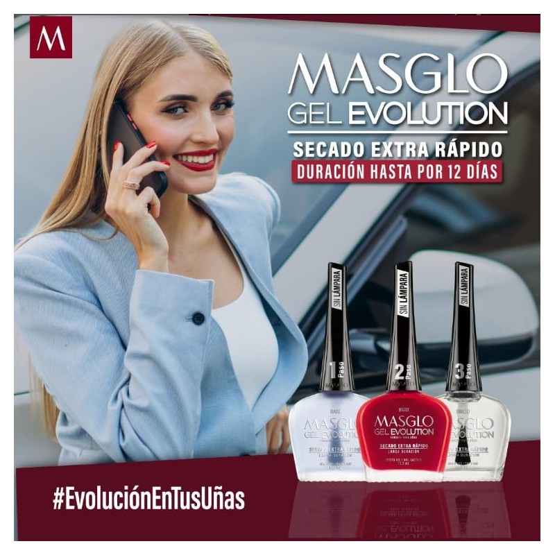 Masglo Esmalte de Uñas Gel Evolution Secado Extra Rápido 13,5mL,