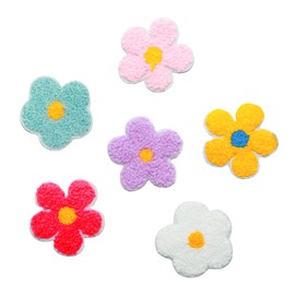 YUYUDEHM 6 Pcs Flower Iron On Patches, Colorful Iron on Flower Patches, Cute Cartoon Flower Patches for Clothes Dress Jeans DIY Craft