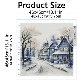 Huacan Cross Stitch Set Pre-Printed Landscape Embroidery 11 Thread Embossed Embroidery Kit for Adults Beginners Older 40 x 40 cm