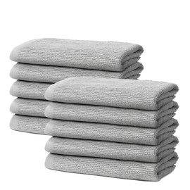 OHM - Bathroom Set - 10 Guest Towels Small - 30 x 50 cm - 100% Prima Cotton - Very Soft and Absorbent - Oeko-Tex Certified - 500 g/m² - Light Grey