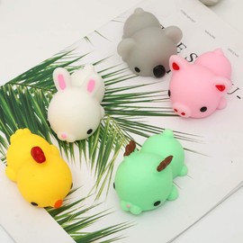 squishies Squishy Toy 5Pcs Medium Size 3inch Party Favors for Kids Mochi Squishy Toy Kids Kawaii squishies Mochi Animals Stress Reliever Anxiety Xmas Gifts for Kids Rabbit squishys Toy Storage Box