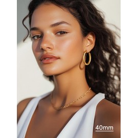 U7 Gold Hoops Earrings for Women Stainless Steel Hoop Ear Jewellery for Womens 40mm Big Earring